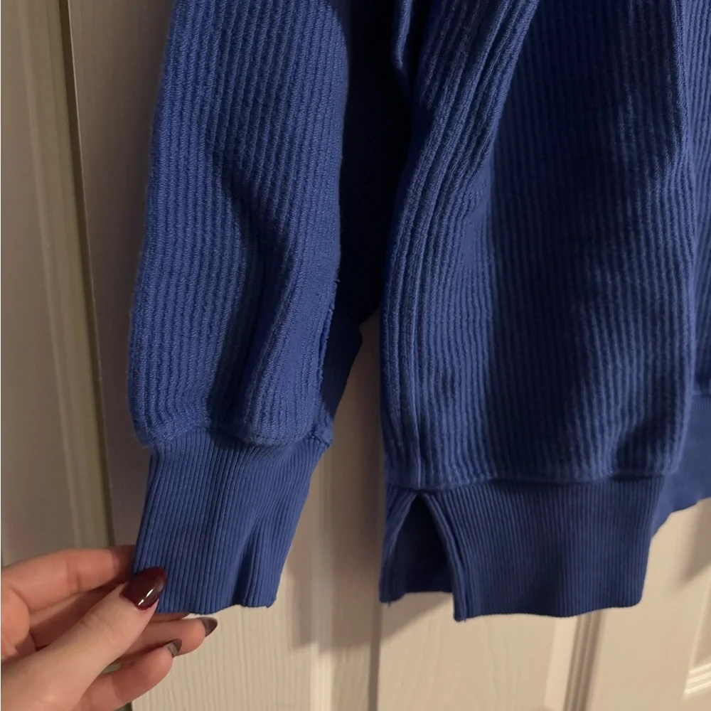 Aerie Blue Big Chill Ribbed Sweatshirt - Picture 3 of 3